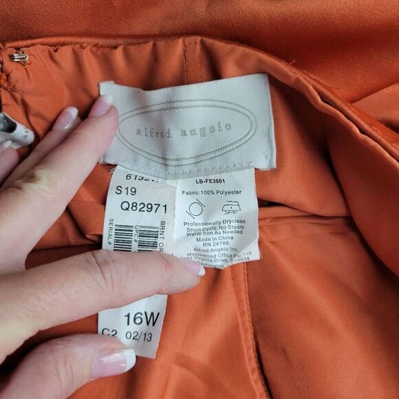 Formal Melon Orange Strapless Empire Waist Mid Length Cocktail Evening Dress - Picture 9 of 9